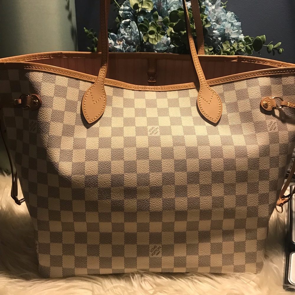 Auth Louis Vuitton Neverfull MM azur